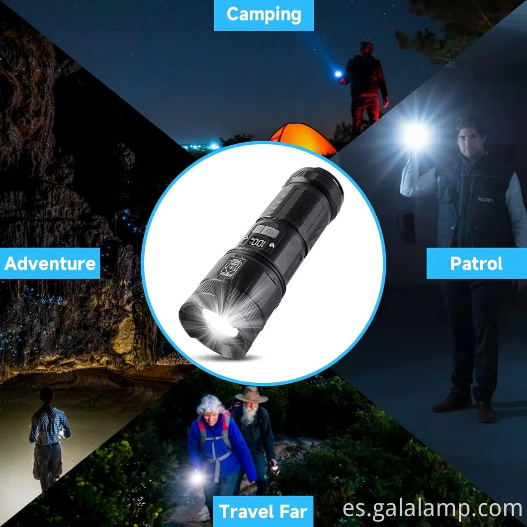 Potente linterna LED con rayo láser blanco para uso al aire libre